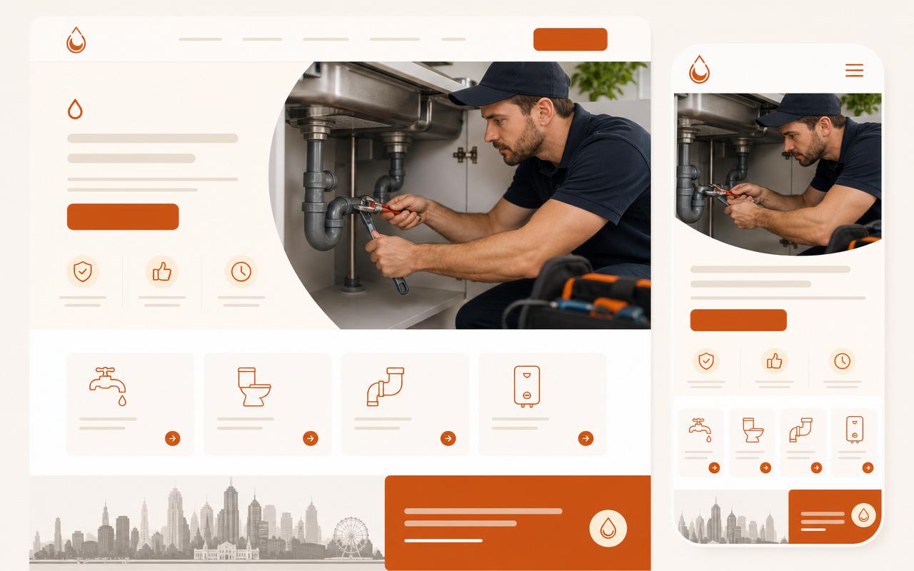 Plumber website design example for a Melbourne plumbing business
